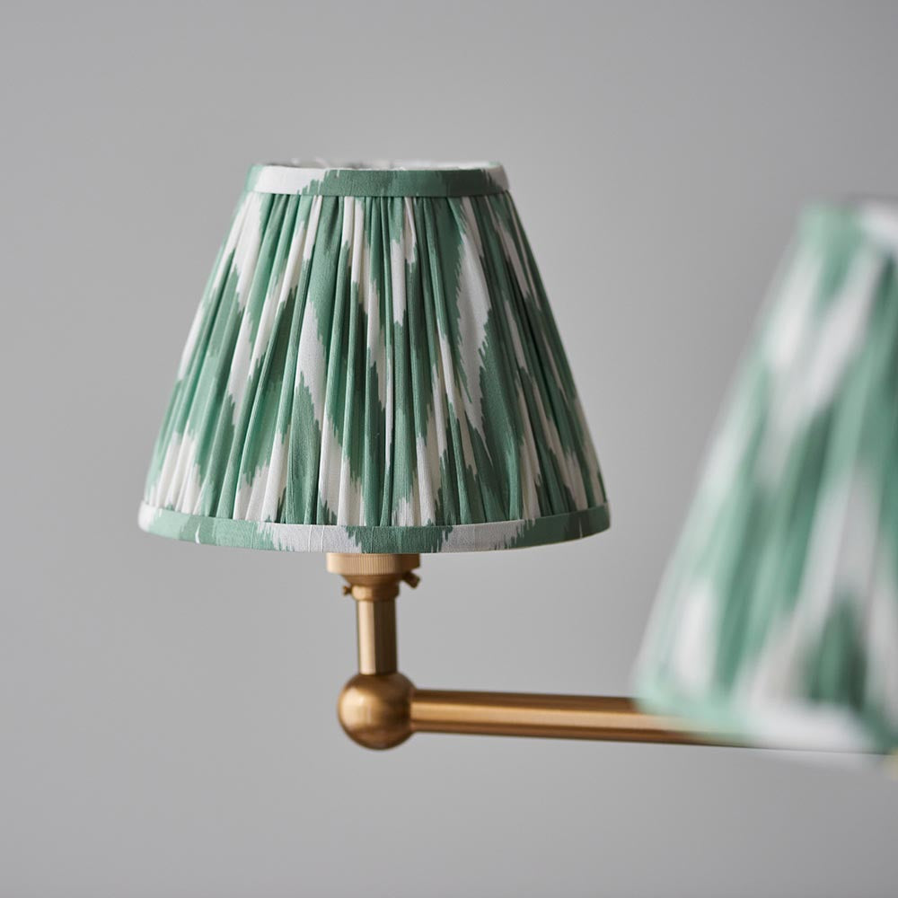 Santiago And Zigzag 5 Lights 16cm Cotswold Green Shade Ceiling Pendant Light In Brushed Aged Brass