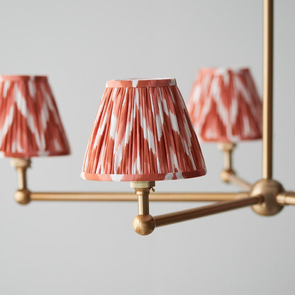 Santiago And Zigzag 5 Lights 16cm Apricot Orange Shade Ceiling Pendant Light In Brushed Aged Brass