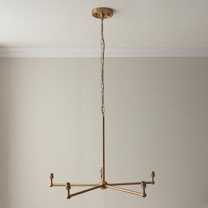 Santiago And Zigzag 5 Lights 16cm Apricot Orange Shade Ceiling Pendant Light In Brushed Aged Brass