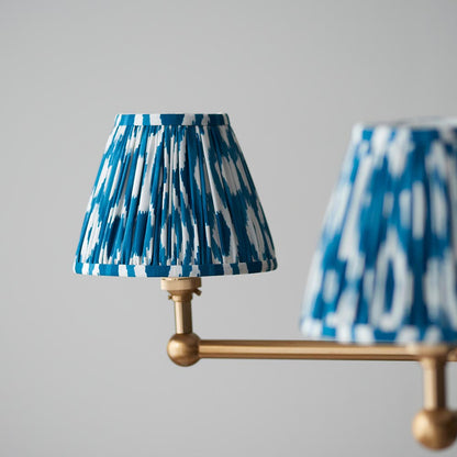 Santiago And Ikat 5 Lights 16cm Marlin Blue Shade Ceiling Pendant Light In Brushed Aged Brass
