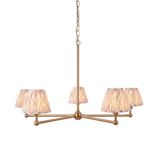 Santiago And Ikat 5 Lights 16cm Neutral Shade Ceiling Pendant Light In Brushed Aged Brass