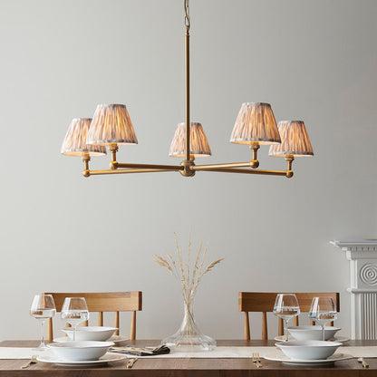 Santiago And Ikat 5 Lights 16cm Neutral Shade Ceiling Pendant Light In Brushed Aged Brass