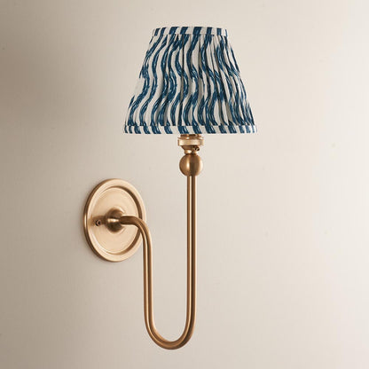 Santiago And Ripple 16cm Marlin Blue Shade Wall Light In Brushed Aged Brass