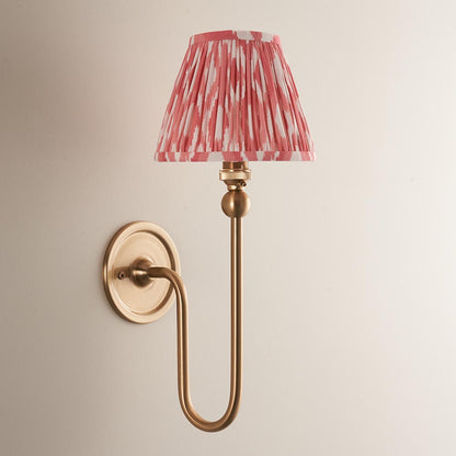 Santiago And Ikat 16cm Coral Pink Shade Wall Light In Brushed Aged Brass