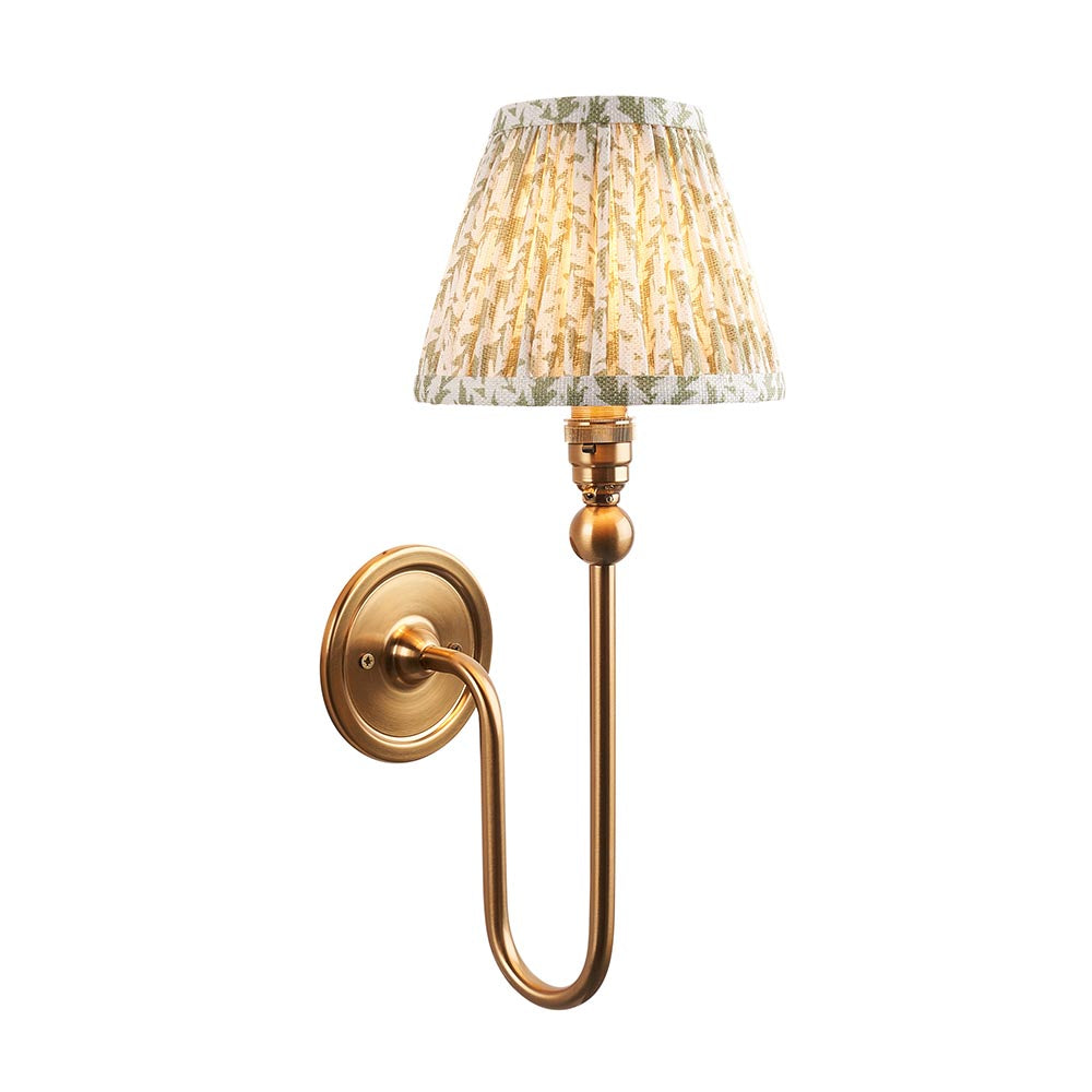 Santiago And Leaf 16cm Herb Garden Green Shade Wall Light In Brushed Aged Brass