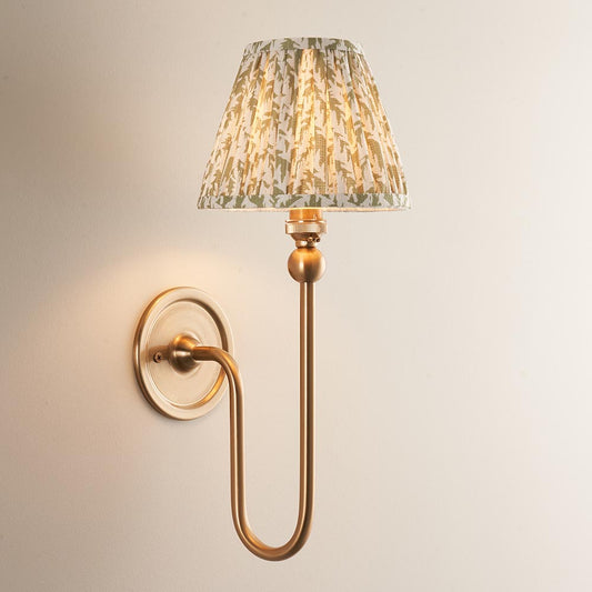 Santiago And Leaf 16cm Herb Garden Green Shade Wall Light In Brushed Aged Brass
