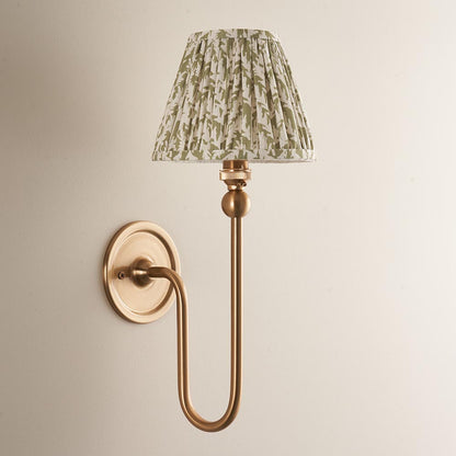 Santiago And Leaf 16cm Herb Garden Green Shade Wall Light In Brushed Aged Brass