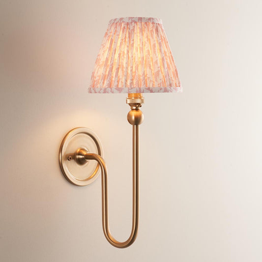 Santiago And Leaf 16cm Peachy Keen Shade Wall Light In Brushed Aged Brass