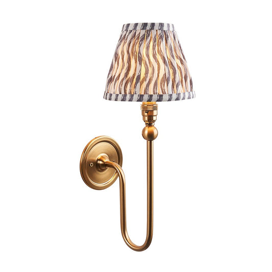 Santiago And Ripple 16cm Pearl Grey Shade Wall Light In Brushed Aged Brass