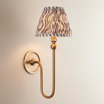 Santiago And Ripple 16cm Pearl Grey Shade Wall Light In Brushed Aged Brass