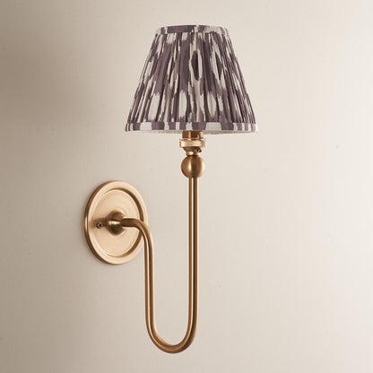 Santiago And Ikat 16cm Pearl Grey Shade Wall Light In Brushed Aged Brass