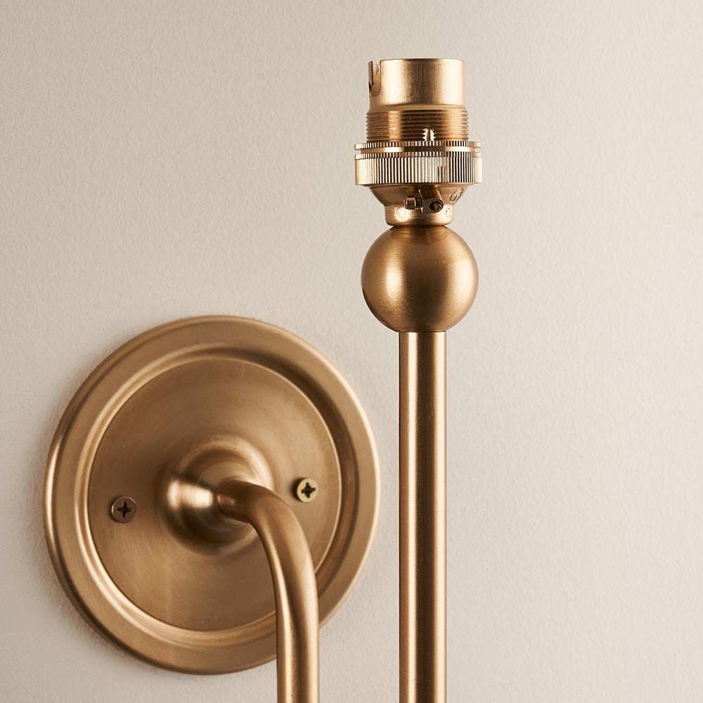 Santiago And Ikat 16cm Pearl Grey Shade Wall Light In Brushed Aged Brass