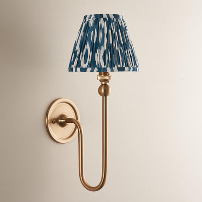 Santiago And Ikat 16cm Marlin Blue Shade Wall Light In Brushed Aged Brass