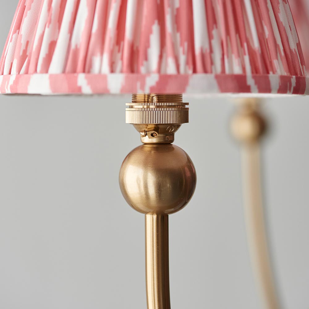 Santiago And Ikat 5 Lights 16cm Coral Pink Shade Curved Ceiling Pendant Light In Brushed Aged Brass