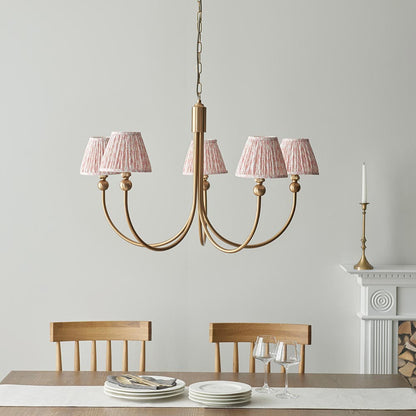 Santiago And Leaf 5 Lights 16cm Peachy Keen Shade Curved Ceiling Pendant Light In Brushed Aged Brass