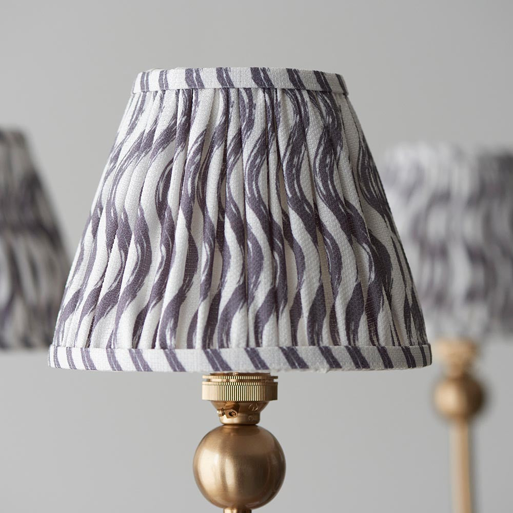 Santiago And Ripple 5 Lights 16cm Pearl Grey Shade Curved Ceiling Pendant Light In Brushed Aged Brass