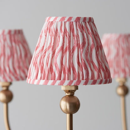 Santiago And Ripple 5 Lights 16cm Coral Pink Shade Curved Ceiling Pendant Light In Brushed Aged Brass