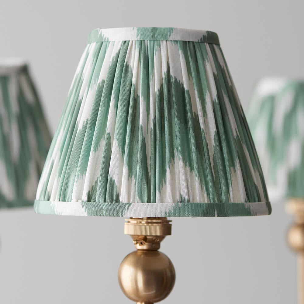 Santiago And Zigzag 5 Lights 16cm Cotswold Green Shade Curved Ceiling Pendant Light In Brushed Aged Brass