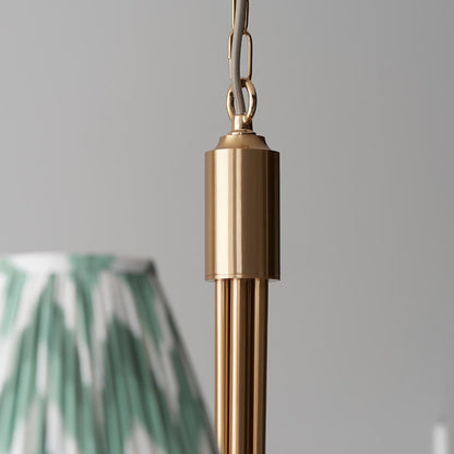 Santiago And Zigzag 5 Lights 16cm Cotswold Green Shade Curved Ceiling Pendant Light In Brushed Aged Brass