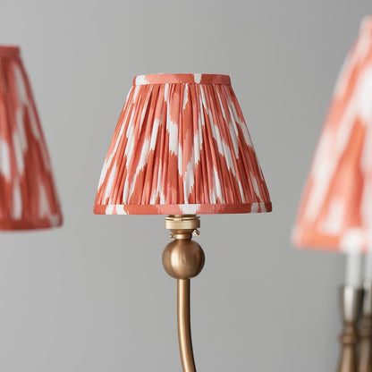 Santiago And Zigzag 5 Lights 16cm Apricot Orange Shade Curved Ceiling Pendant Light In Brushed Aged Brass