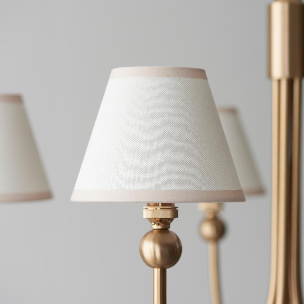 Santiago And Ivy 5 Lights 16cm Vintage White Shade Curved Ceiling Pendant Light In Brushed Aged Brass