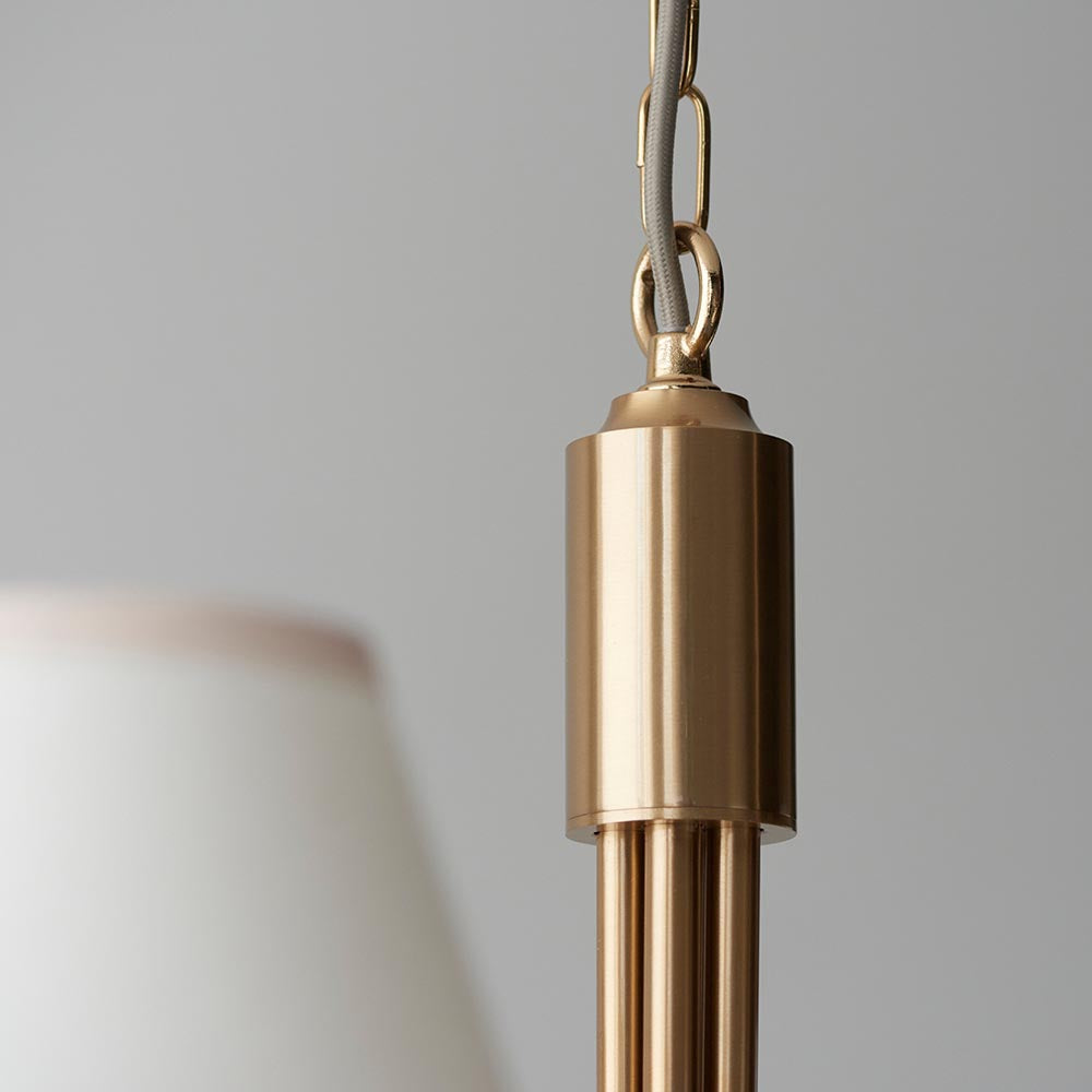 Santiago And Ivy 5 Lights 16cm Vintage White Shade Curved Ceiling Pendant Light In Brushed Aged Brass