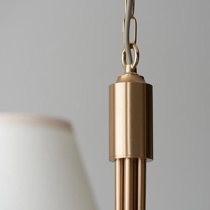 Santiago And Ivy 5 Lights 16cm Vintage White Shade Curved Ceiling Pendant Light In Brushed Aged Brass