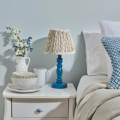 Bibury And Leaf 20cm Herb Garden Green Fabric Shade Table Lamp In Satin Marlin Blue