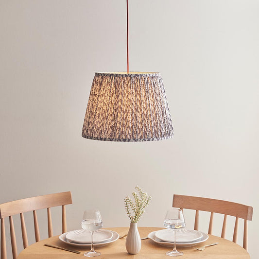 Eltham And Leaf 40cm Pearl Grey Shade Ceiling Light With Red Colour Braided Cable