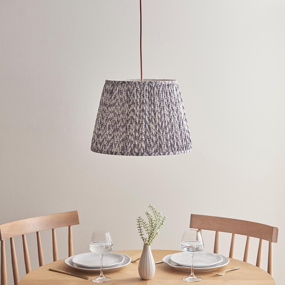 Eltham And Leaf 40cm Pearl Grey Shade Ceiling Light With Red Colour Braided Cable