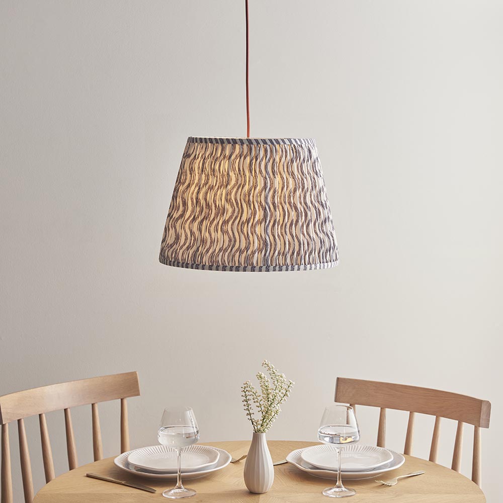 Eltham And Ripple 40cm Pearl Grey Shade Ceiling Light With Red Colour Braided Cable