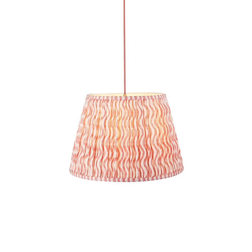 Eltham And Ripple 40cm Coral Pink Shade Ceiling Light With Red Colour Braided Cable