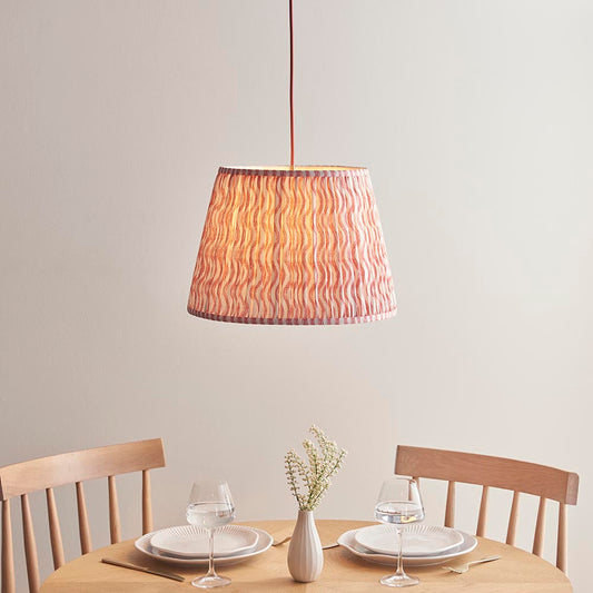 Eltham And Ripple 40cm Coral Pink Shade Ceiling Light With Red Colour Braided Cable