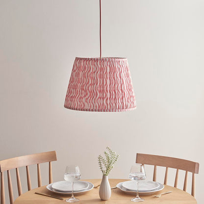 Eltham And Ripple 40cm Coral Pink Shade Ceiling Light With Red Colour Braided Cable
