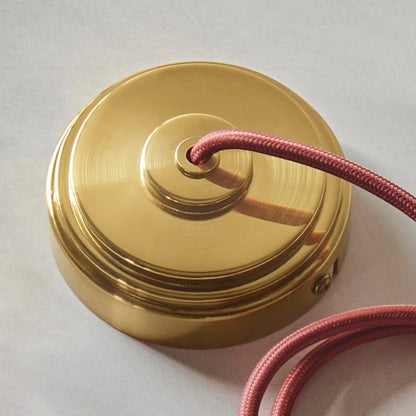 Eltham And Ripple 40cm Coral Pink Shade Ceiling Light With Red Colour Braided Cable