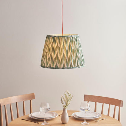 Eltham And Zigzag 40cm Cotswold Green Shade Ceiling Light With Red Colour Braided Cable