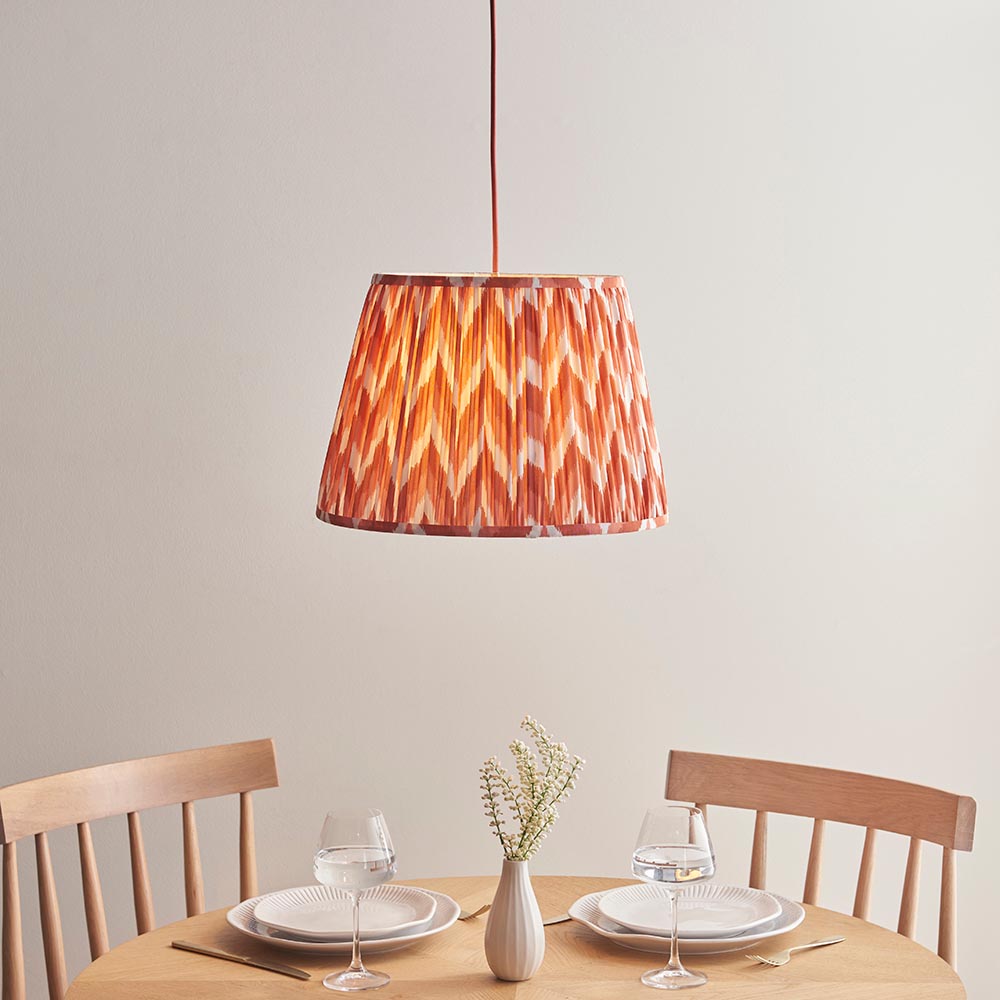 Eltham And Zigzag 40cm Apricot Orange Shade Ceiling Light With Red Colour Braided Cable