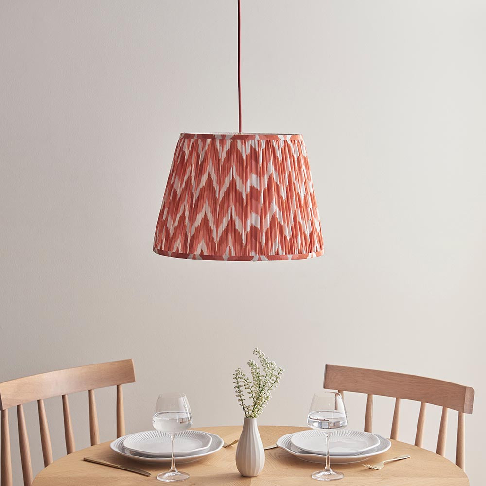 Eltham And Zigzag 40cm Apricot Orange Shade Ceiling Light With Red Colour Braided Cable