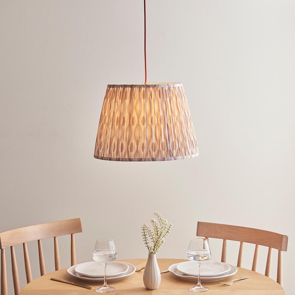 Eltham And Ikat 40cm Neutral Shade Ceiling Light With Red Colour Braided Cable