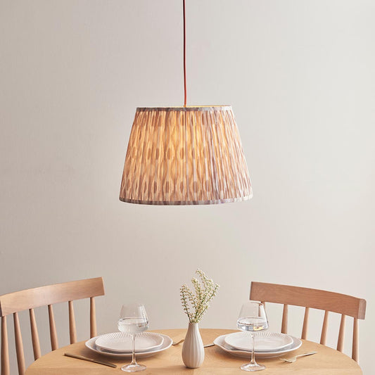 Eltham And Ikat 40cm Neutral Shade Ceiling Light With Red Colour Braided Cable