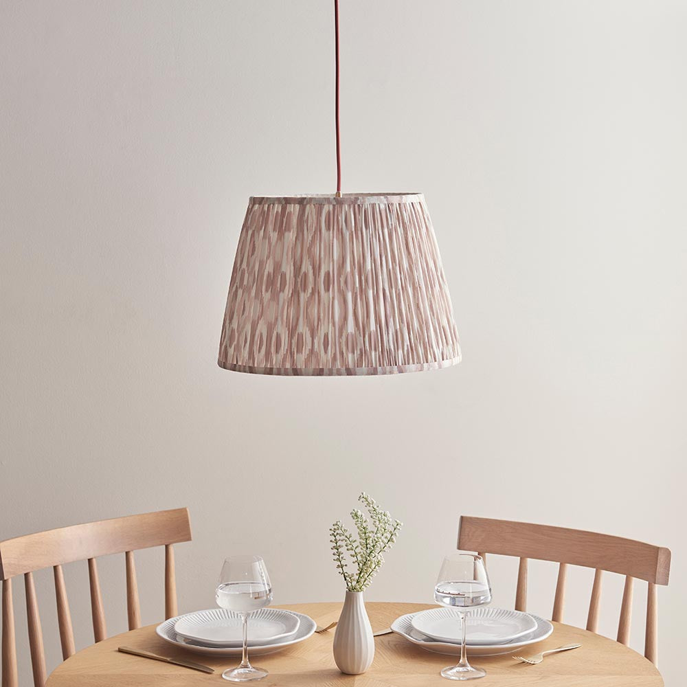 Eltham And Ikat 40cm Neutral Shade Ceiling Light With Red Colour Braided Cable