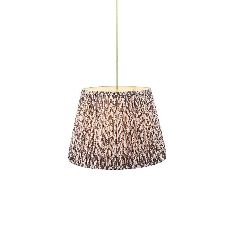 Eltham And Leaf 40cm Pearl Grey Shade Ceiling Light With Green Colour Braided Cable