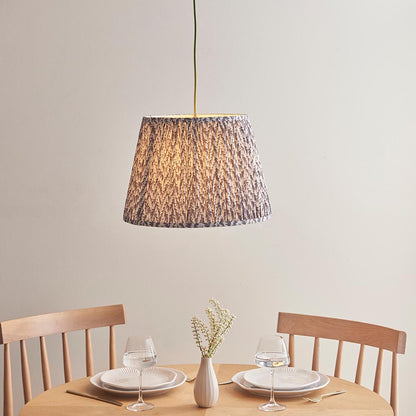 Eltham And Leaf 40cm Pearl Grey Shade Ceiling Light With Green Colour Braided Cable