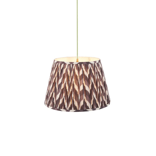 Eltham And Zigzag 40cm Pearl Grey Shade Ceiling Light With Green Colour Braided Cable