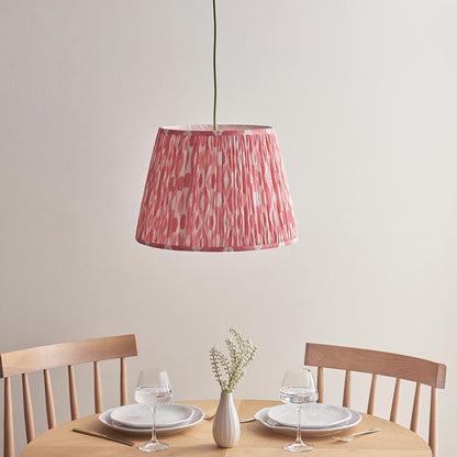 Eltham And Ikat 40cm Coral Pink Shade Ceiling Light With Green Colour Braided Cable