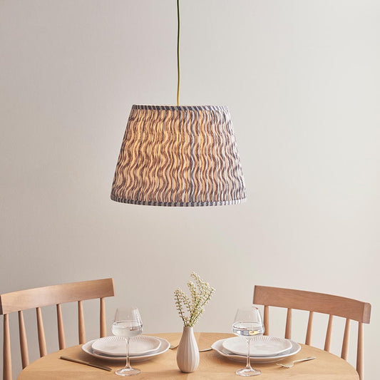 Eltham And Ripple 40cm Pearl Grey Shade Ceiling Light With Green Colour Braided Cable