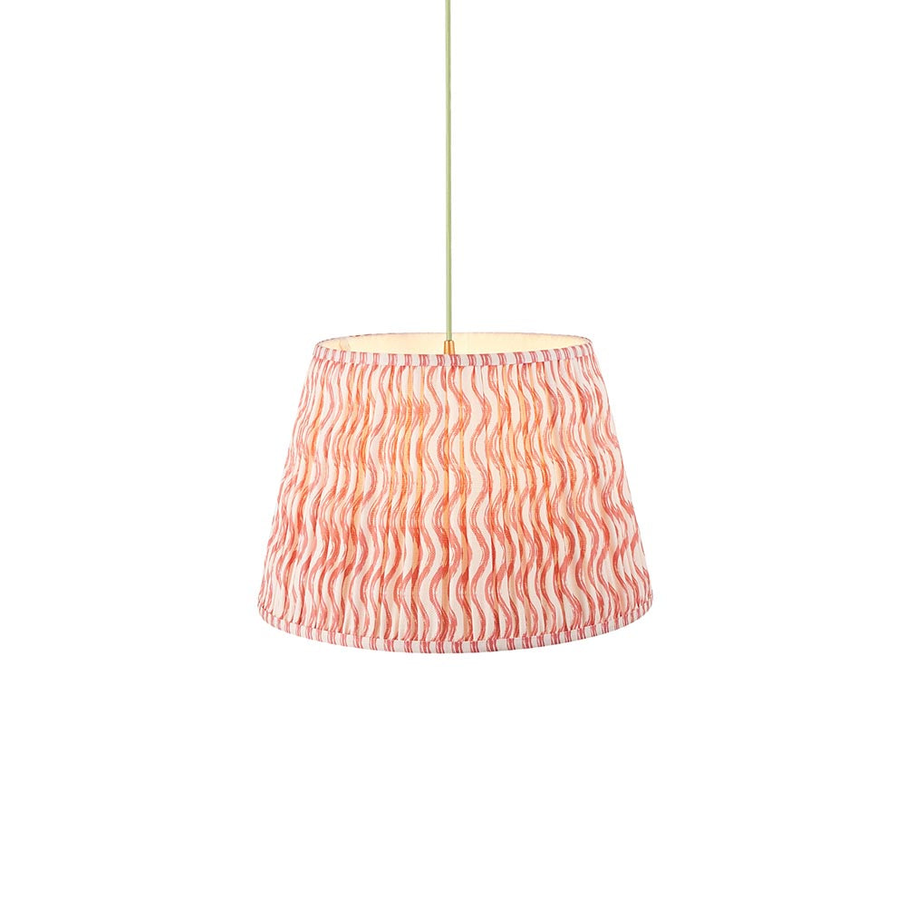 Eltham And Ripple 40cm Coral Pink Shade Ceiling Light With Green Colour Braided Cable