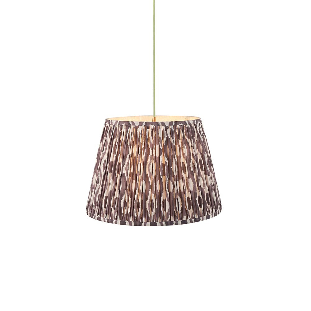 Eltham And Ikat 40cm Pearl Grey Shade Ceiling Light With Green Colour Braided Cable