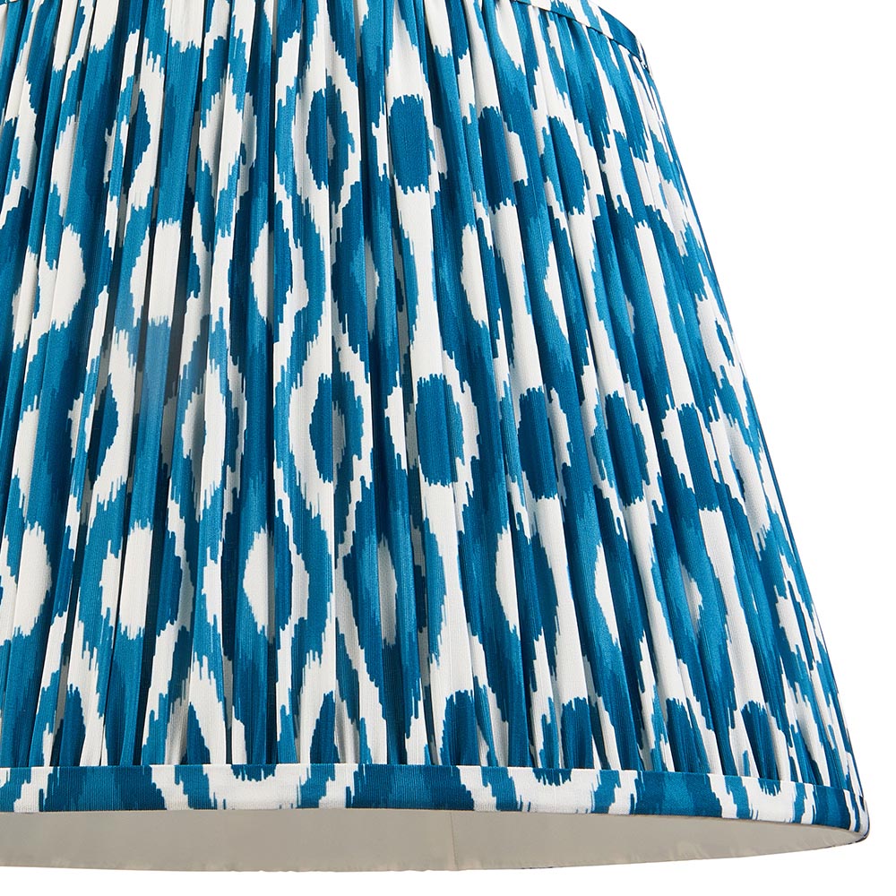 Eltham And Ikat 40cm Marlin Blue Shade Ceiling Light With Green Colour Braided Cable