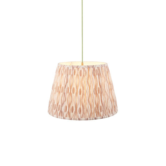 Eltham And Ikat 40cm Neutral Shade Ceiling Light With Green Colour Braided Cable